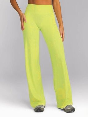 NEW HAPPILY GREY LEMON LIME NEON High-Waist Wide-Leg yellow soft motion oner set
